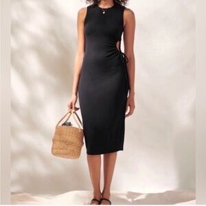 Abercrombie Ribbed Midi Dress Medium Sleeveless Side Cut‑Out Never Worn